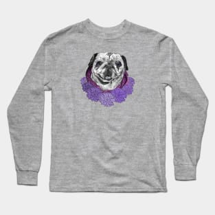 Purple Pug Bouquet Long Sleeve T-Shirt